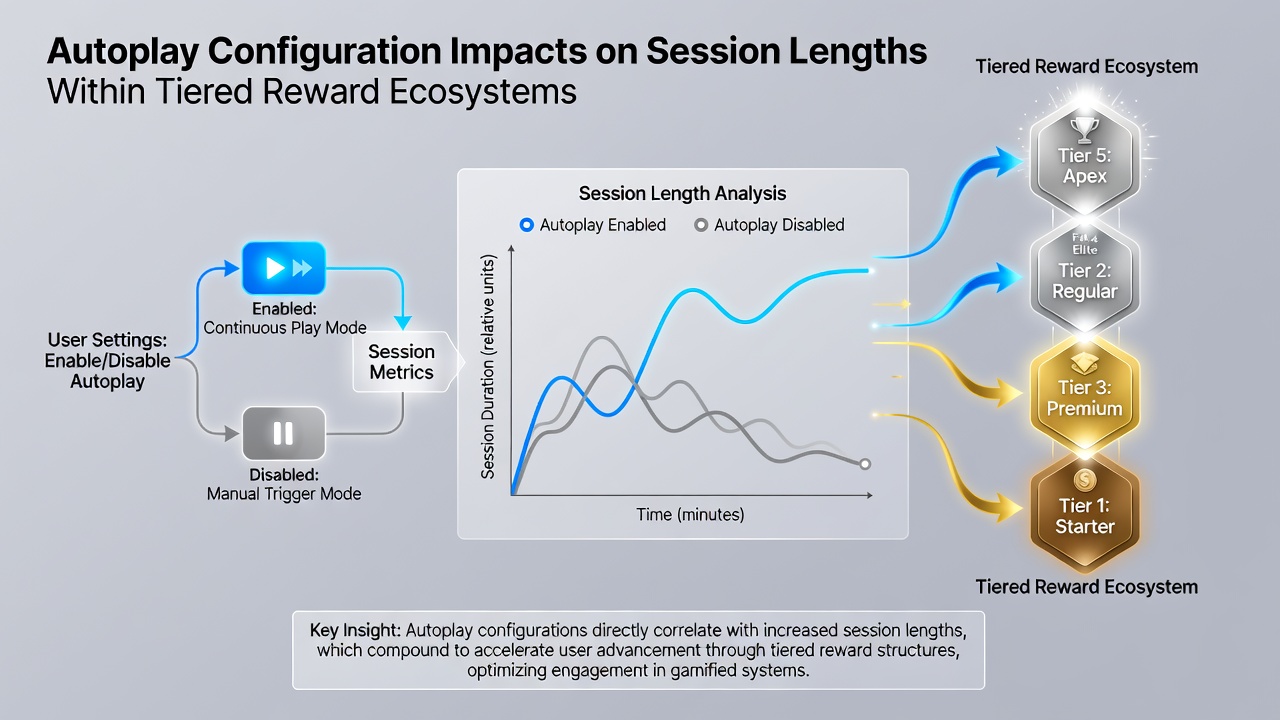 Chart displaying session length increases correlated with autoplay spin counts and reward tier levels