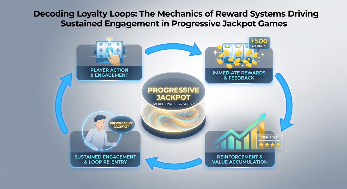 Visual breakdown of loyalty loop mechanics in progressive jackpot reward systems showing tier progression and jackpot contributions