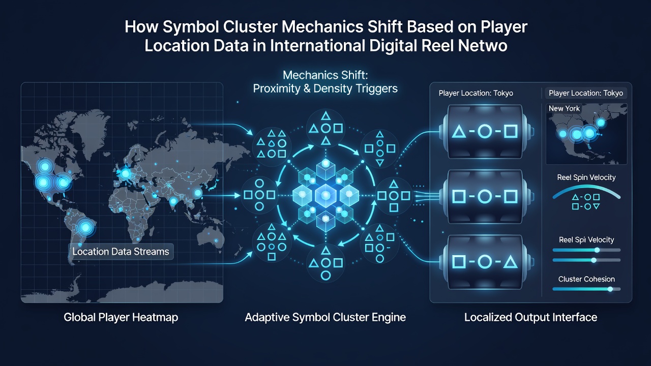 Map overlay illustrating how player coordinates influence reel symbol groupings in cross-border networks