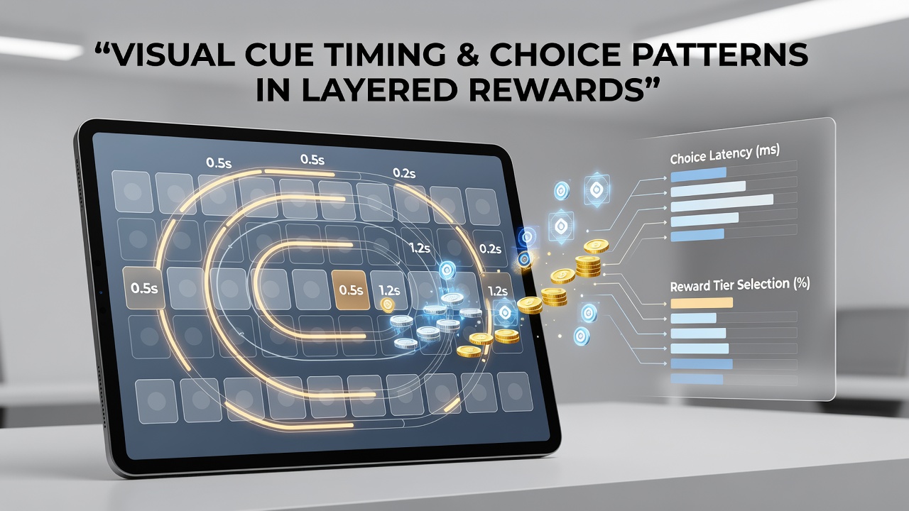 Visual representation of timed cue sequences in mobile reward layers on portable devices