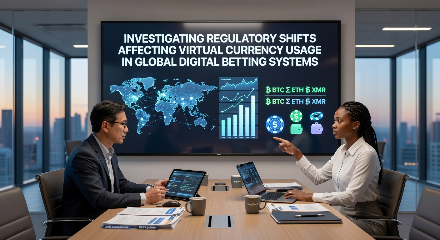 Global map highlighting regulatory changes for virtual currencies in digital betting markets across multiple continents