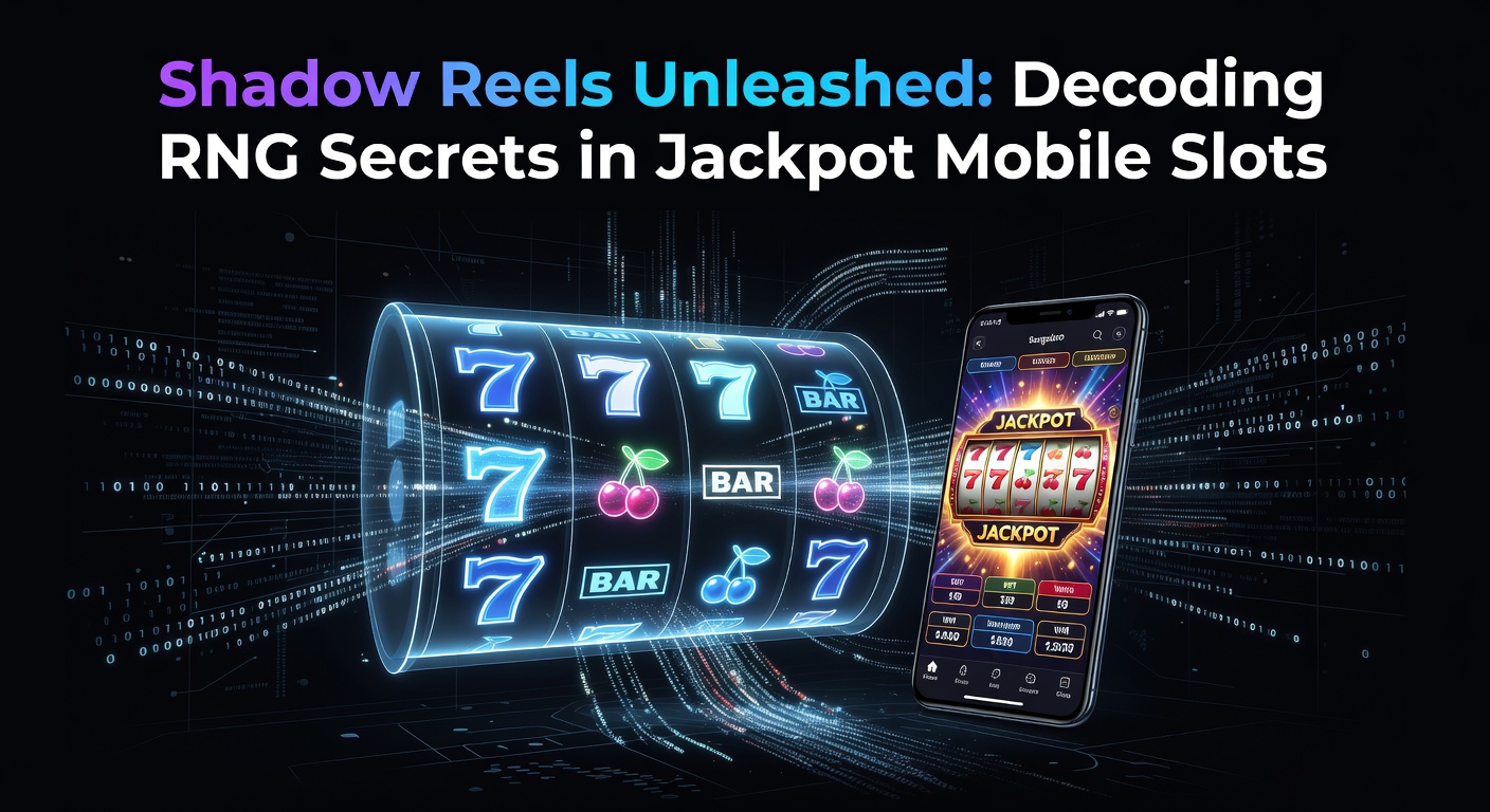 Vibrant Shadow Reels Unleashed slot game interface on a mobile screen, showcasing spinning reels with shadowy jackpot symbols and glowing RNG indicators